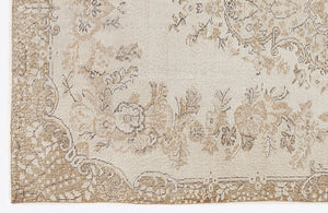 Beige Over Dyed Vintage Rug 5'8'' x 9'9'' ft 173 x 298 cm