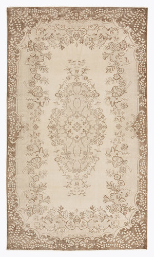 Beige Over Dyed Vintage Rug 5'7'' x 9'9'' ft 169 x 296 cm