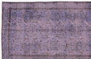 Purple Over Dyed Vintage Rug 3'7'' x 7'5'' ft 108 x 226 cm