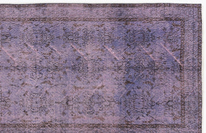 Purple Over Dyed Vintage Rug 3'7'' x 7'5'' ft 108 x 226 cm