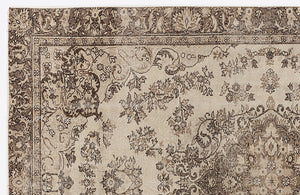 Beige Over Dyed Vintage Rug 6'1'' x 9'3'' ft 186 x 283 cm