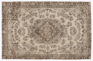 Beige Over Dyed Vintage Rug 6'1'' x 9'3'' ft 186 x 283 cm