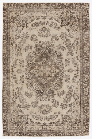 Beige Over Dyed Vintage Rug 6'1'' x 9'3'' ft 186 x 283 cm