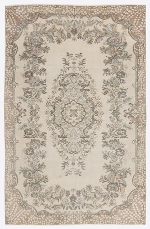 Beige Over Dyed Vintage Rug 5'7'' x 8'8'' ft 170 x 265 cm