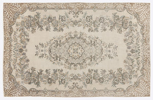 Beige Over Dyed Vintage Rug 5'7'' x 8'8'' ft 170 x 265 cm