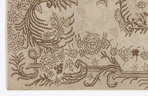 Beige Over Dyed Vintage Rug 3'10'' x 6'9'' ft 117 x 205 cm