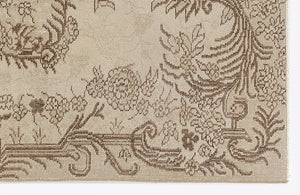 Beige Over Dyed Vintage Rug 3'10'' x 6'9'' ft 117 x 205 cm