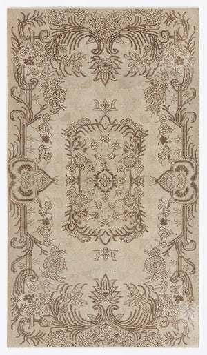 Beige Over Dyed Vintage Rug 3'10'' x 6'9'' ft 117 x 205 cm