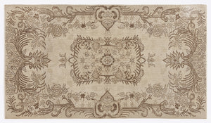 Beige Over Dyed Vintage Rug 3'10'' x 6'9'' ft 117 x 205 cm