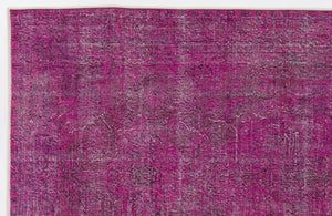 Fuchsia Over Dyed Vintage Rug 5'2'' x 9'10'' ft 157 x 300 cm