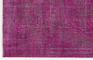 Fuchsia Over Dyed Vintage Rug 5'2'' x 9'10'' ft 157 x 300 cm