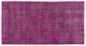 Fuchsia Over Dyed Vintage Rug 5'2'' x 9'10'' ft 157 x 300 cm