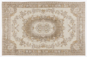 Beige Over Dyed Vintage Rug 6'0'' x 9'3'' ft 184 x 282 cm