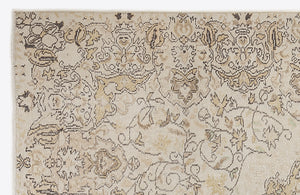 Beige Over Dyed Vintage Rug 5'6'' x 9'3'' ft 168 x 283 cm