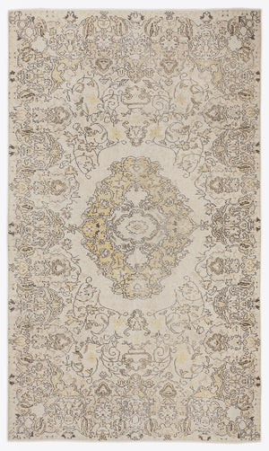 Beige Over Dyed Vintage Rug 5'6'' x 9'3'' ft 168 x 283 cm