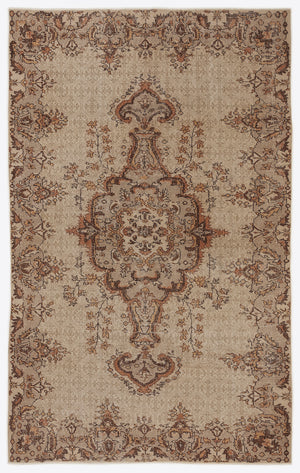 Brown Over Dyed Vintage Rug 5'10'' x 9'1'' ft 177 x 278 cm