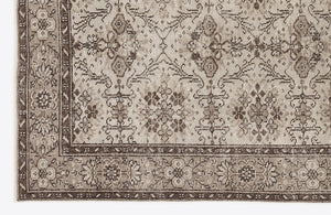 Beige Over Dyed Vintage Rug 5'7'' x 9'6'' ft 170 x 290 cm