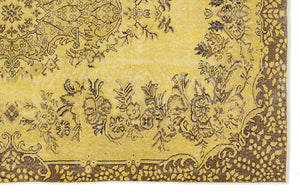 Yellow Over Dyed Vintage Rug 5'4'' x 9'1'' ft 163 x 278 cm