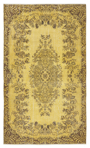 Yellow Over Dyed Vintage Rug 5'4'' x 9'1'' ft 163 x 278 cm