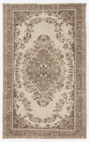Beige Over Dyed Vintage Rug 5'5'' x 8'9'' ft 165 x 266 cm
