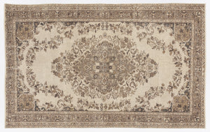 Beige Over Dyed Vintage Rug 5'5'' x 8'9'' ft 165 x 266 cm