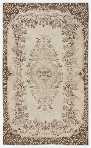 Beige Over Dyed Vintage Rug 5'7'' x 9'3'' ft 170 x 283 cm
