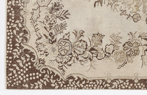 Beige Over Dyed Vintage Rug 5'7'' x 9'3'' ft 170 x 283 cm