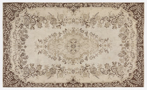Beige Over Dyed Vintage Rug 5'7'' x 9'3'' ft 170 x 283 cm