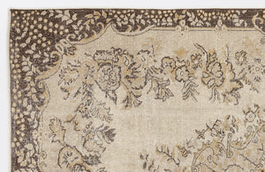 Beige Over Dyed Vintage Rug 5'11'' x 9'6'' ft 180 x 290 cm