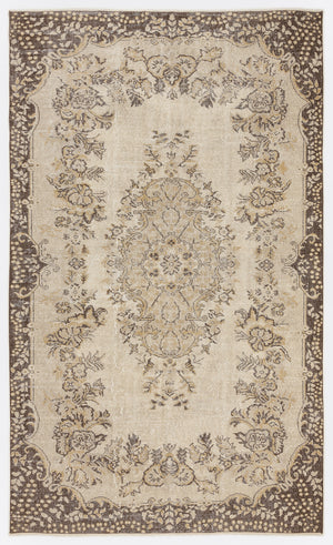 Beige Over Dyed Vintage Rug 5'11'' x 9'6'' ft 180 x 290 cm