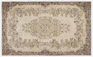 Beige Over Dyed Vintage Rug 5'11'' x 9'6'' ft 180 x 290 cm
