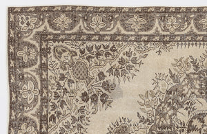 Beige Over Dyed Vintage Rug 5'6'' x 8'7'' ft 167 x 262 cm