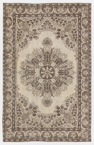 Beige Over Dyed Vintage Rug 5'6'' x 8'7'' ft 167 x 262 cm