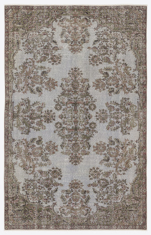 Gray Over Dyed Vintage Rug 5'6'' x 8'10'' ft 168 x 268 cm