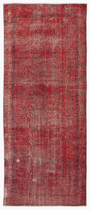 Red Over Dyed Vintage Rug 4'7'' x 11'3'' ft 140 x 344 cm