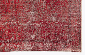 Red Over Dyed Vintage Rug 4'7'' x 11'3'' ft 140 x 344 cm
