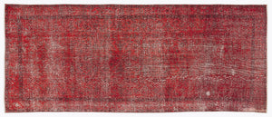 Red Over Dyed Vintage Rug 4'7'' x 11'3'' ft 140 x 344 cm