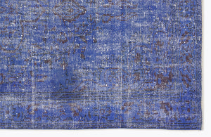 Blue Over Dyed Vintage Rug 4'11'' x 9'2'' ft 151 x 280 cm