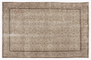 Beige Over Dyed Vintage Rug 6'4'' x 9'6'' ft 192 x 290 cm