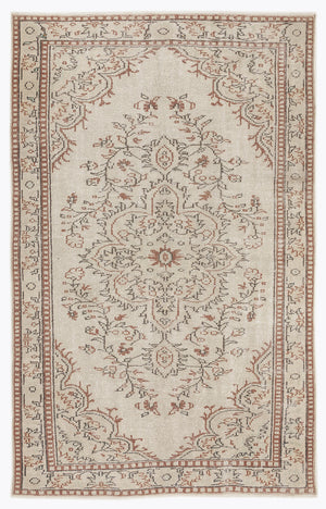 Beige Over Dyed Vintage Rug 5'5'' x 8'7'' ft 164 x 262 cm