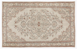 Beige Over Dyed Vintage Rug 5'5'' x 8'7'' ft 164 x 262 cm