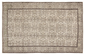 Beige Over Dyed Vintage Rug 6'2'' x 9'7'' ft 188 x 292 cm