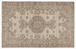 Beige Over Dyed Vintage Rug 5'9'' x 8'8'' ft 175 x 263 cm