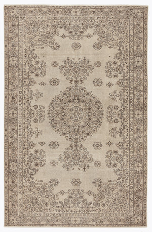 Beige Over Dyed Vintage Rug 5'9'' x 8'8'' ft 175 x 263 cm