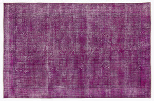 Fuchsia Over Dyed Vintage Rug 6'0'' x 9'4'' ft 184 x 285 cm