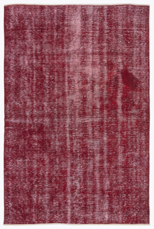 Red Over Dyed Vintage Rug 5'11'' x 9'1'' ft 180 x 276 cm