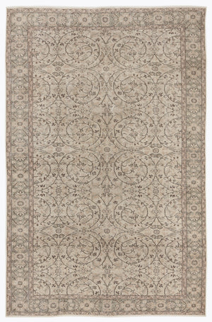 Beige Over Dyed Vintage Rug 5'10'' x 8'10'' ft 178 x 270 cm