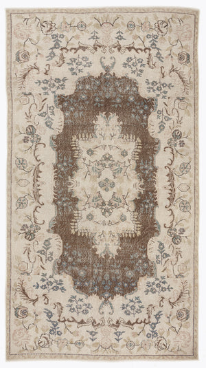Beige Over Dyed Vintage Rug 5'9'' x 10'1'' ft 175 x 308 cm