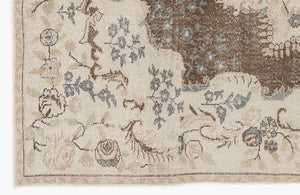 Beige Over Dyed Vintage Rug 5'9'' x 10'1'' ft 175 x 308 cm