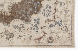 Beige Over Dyed Vintage Rug 5'9'' x 10'1'' ft 175 x 308 cm